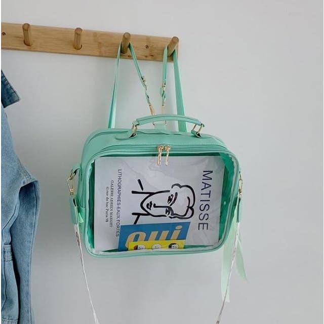 Black Cute Transparent Pocket Bagpack MK0758 - KawaiiMoriStore