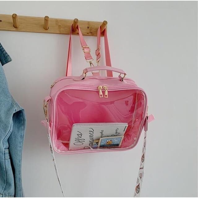 Black Cute Transparent Pocket Bagpack MK0758 - KawaiiMoriStore