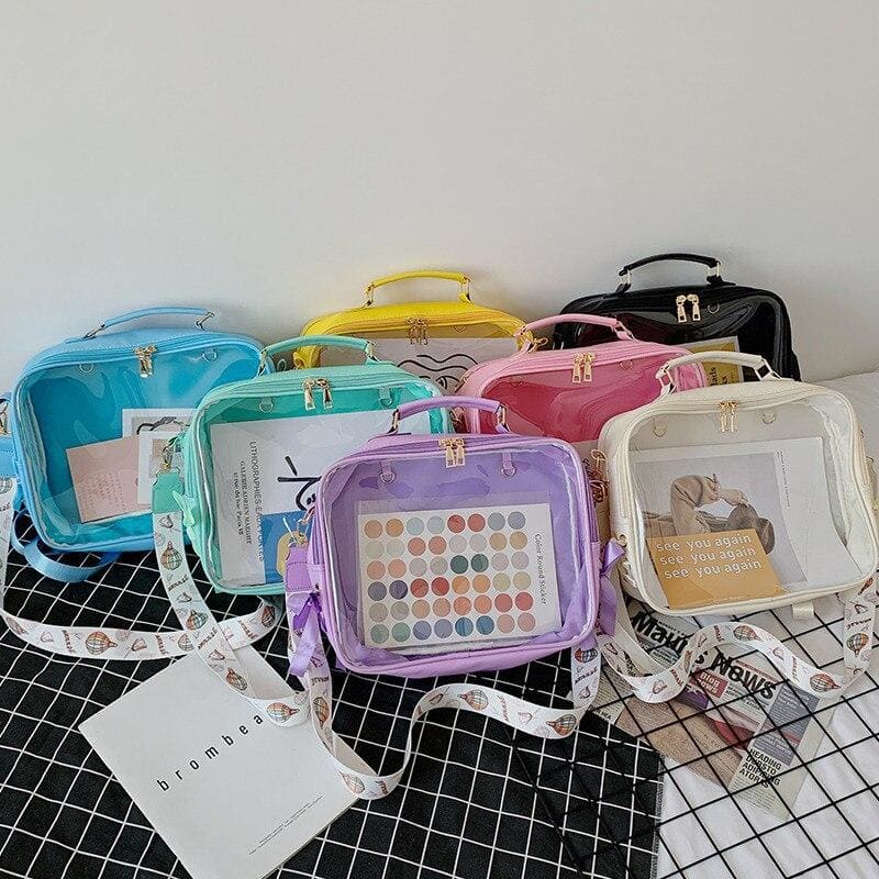 Black Cute Transparent Pocket Bagpack MK0758 - KawaiiMoriStore