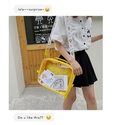 Black Cute Transparent Pocket Bagpack MK0758 - KawaiiMoriStore