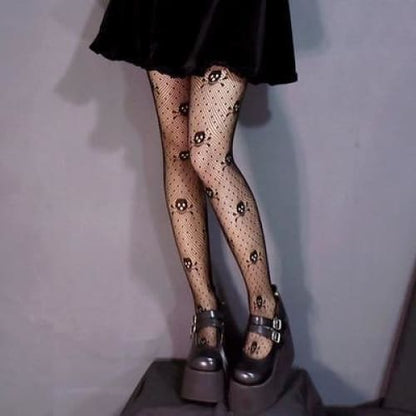 Black Gothic Lolita Mesh Stocking MK0590 - KawaiiMoriStore