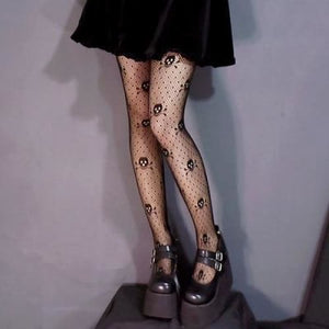 Black Gothic Lolita Mesh Stocking MK100 - KawaiiMoriStore