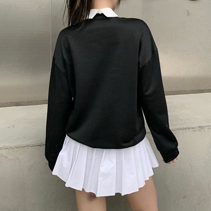 Black Grunge Oversized Hoodies Streetwear MK103 - KawaiiMoriStore