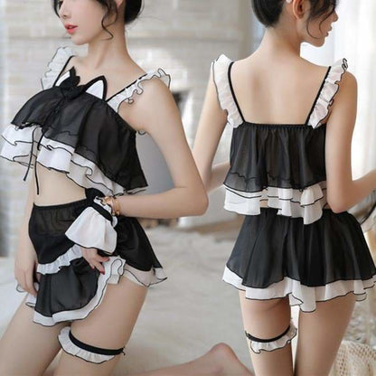 Black Kawaii Cat Maid Lingerie Set MK13814 - Lingerie