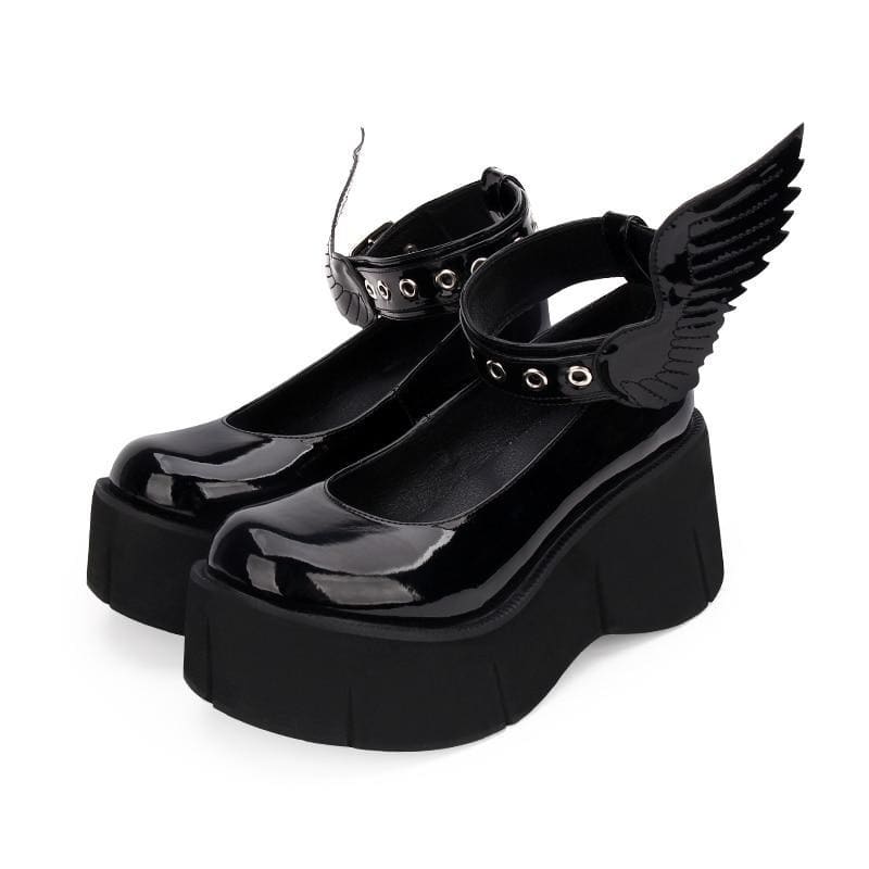 Black Mori Girl Lolita Cosplay Punk Shoes MK0516 - KawaiiMoriStore