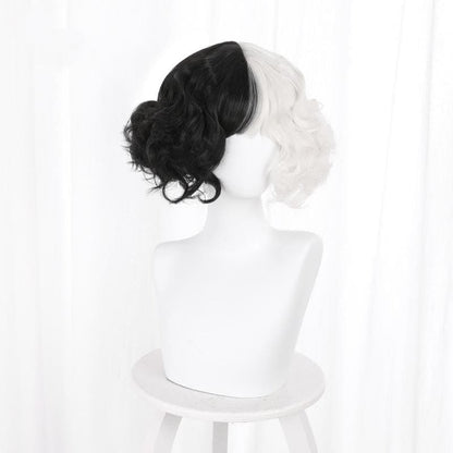 Black White Cruella de Vil Style Fashion eGirl Wig MK16262 -