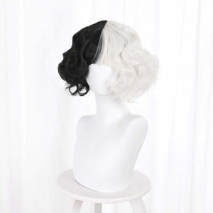 Black White Cruella de Vil Style Fashion eGirl Wig MK16262 -