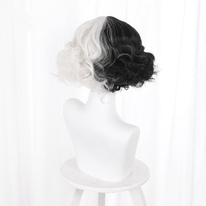 Black White Cruella de Vil Style Fashion eGirl Wig MK16262 -