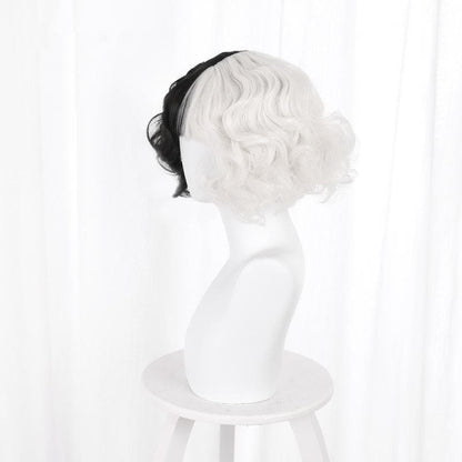 Black White Cruella de Vil Style Fashion eGirl Wig MK16262 -