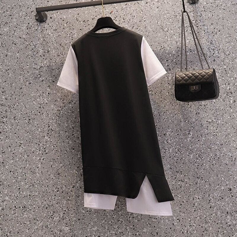 Black White Irregular Love Heart Cute Casual Dress MK16057 - KawaiiMoriStore