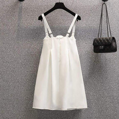 Black White Simple Casual Summer T-shirt Dress Set MM1297 - KawaiiMoriStore