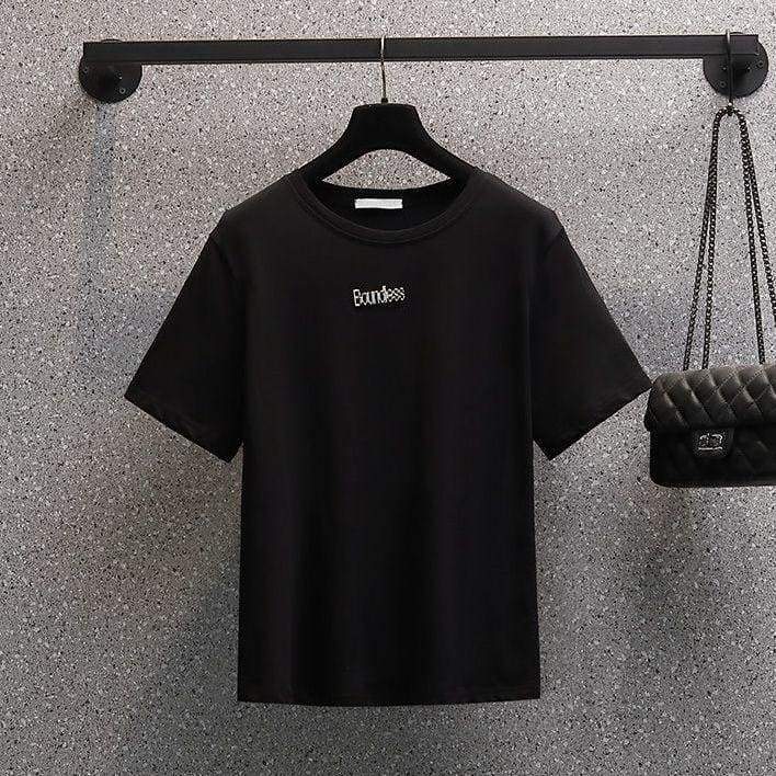 Black White Simple Casual Summer T-shirt Dress Set MM1297 - KawaiiMoriStore