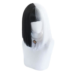 Black White Split Wig MK14966 - KawaiiMoriStore