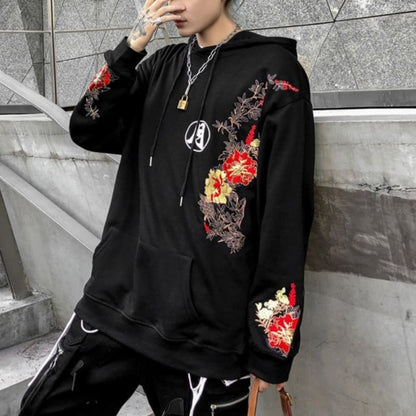 Black/Pink/White Embroidery Harajuku Moon Couples Hoodie MK16012 - KawaiiMoriStore