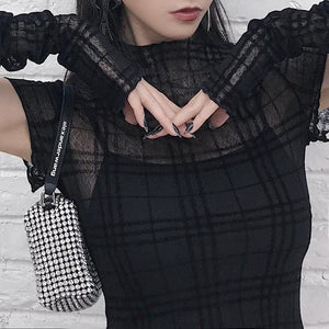 Black/Red Goth Girl Look Gauze Dress MK16046 - KawaiiMoriStore