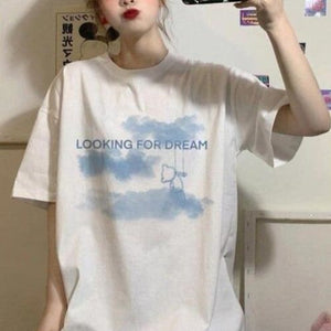 Black/White Looking For Dream T-shirt MK15035 - KawaiiMoriStore