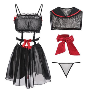 Black/White Sweet Sailor Bow Lingerie Set MK14466 - Lingerie