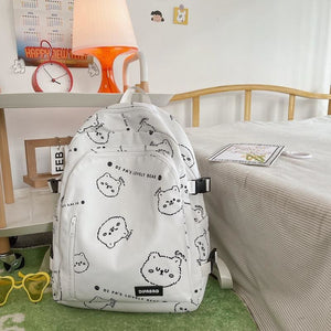 Black/White/Pink Kawaii Bear Printed Backpack MK16641 - Only