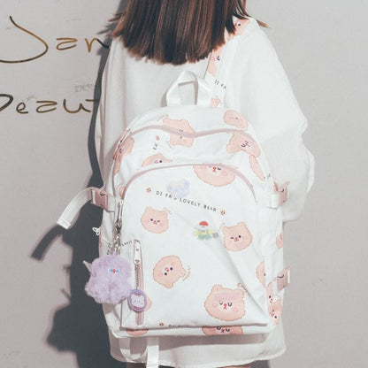 Black/White/Pink Kawaii Bear Printed Backpack MK16641 - With