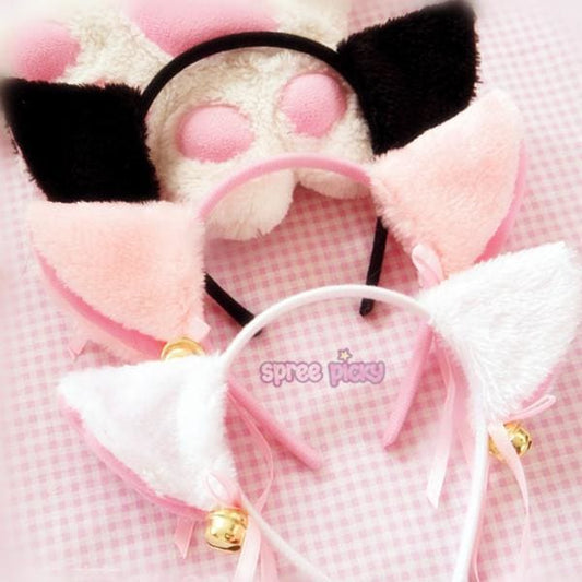 Black/White/Pink Kitty Cat Ears Maid Hair Hoop MK141189 - KawaiiMoriStore