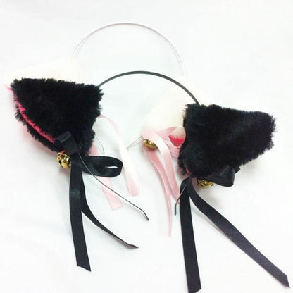 Black/White/Pink Kitty Cat Ears Maid Hair Hoop MK141189 - KawaiiMoriStore