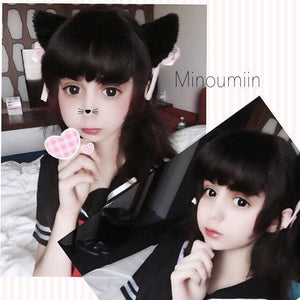 Black/White/Pink Kitty Cat Ears Maid Hair Hoop MK141189 - KawaiiMoriStore