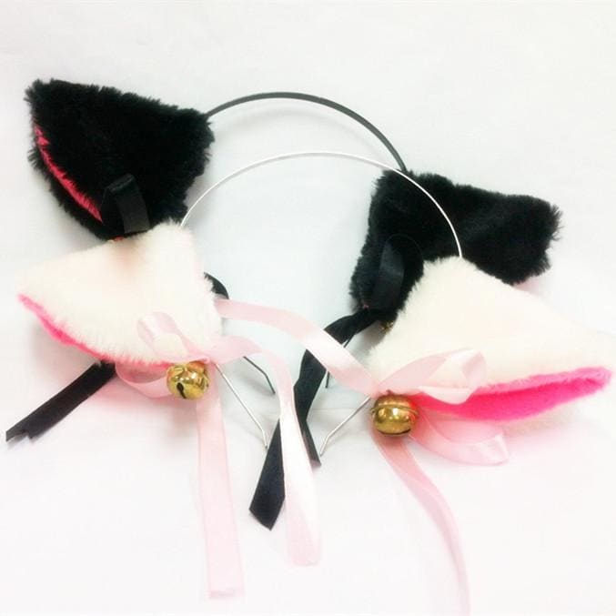 Black/White/Pink Kitty Cat Ears Maid Hair Hoop MK141189 - KawaiiMoriStore