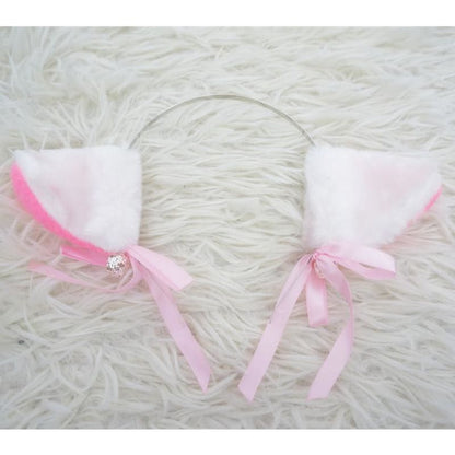 Black/White/Pink Kitty Cat Ears Maid Hair Hoop MK141189 - KawaiiMoriStore