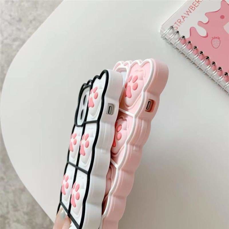 Black/White/Pink Soft Squishy Cat Paws Cute Phone Case 