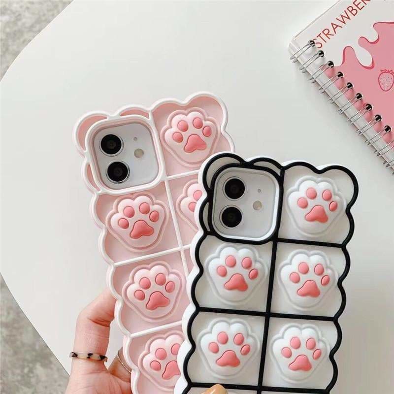 Black/White/Pink Soft Squishy Cat Paws Cute Phone Case 