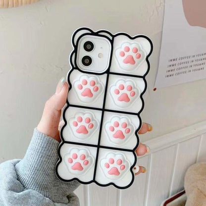 Black/White/Pink Soft Squishy Cat Paws Cute Phone Case 