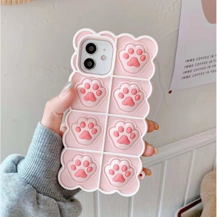 Black/White/Pink Soft Squishy Cat Paws Cute Phone Case 