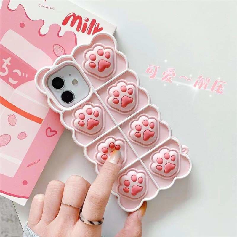 Black/White/Pink Soft Squishy Cat Paws Cute Phone Case 