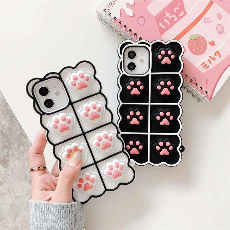 Black/White/Pink Soft Squishy Cat Paws Cute Phone Case 