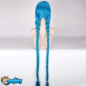 Blue Long Pigtail Braid LOL Jinx Cosplay Wig MK15738