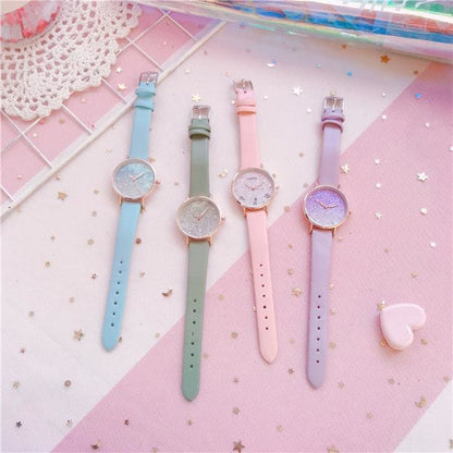 Blue/Green/Pink/Purple Dreamy Sparkle Fashion Stars Girls Watch MK16039 - KawaiiMoriStore