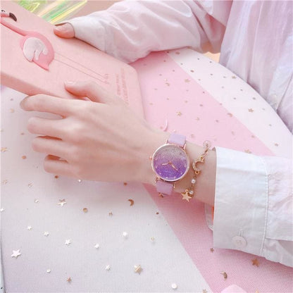 Blue/Green/Pink/Purple Dreamy Sparkle Fashion Stars Girls Watch MK16039 - KawaiiMoriStore