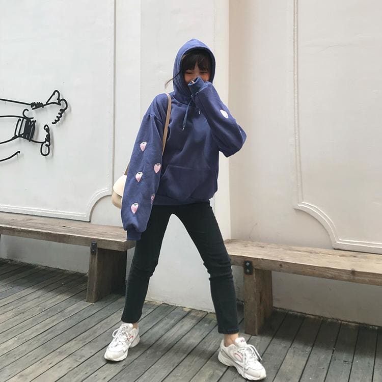 Blue/Purple/White Strawberry Hoodie Jumper MK14915 - KawaiiMoriStore