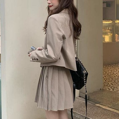 British Style Suit Coat+Shirt +Pleated Skirt MM1117 - KawaiiMoriStore