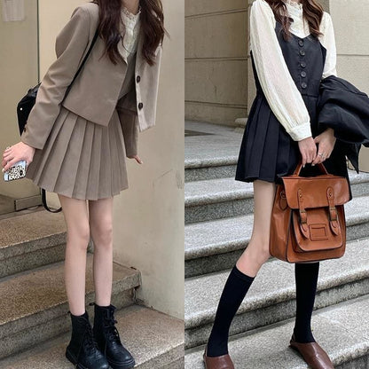 British Style Suit Coat+Shirt +Pleated Skirt MM1117 - KawaiiMoriStore