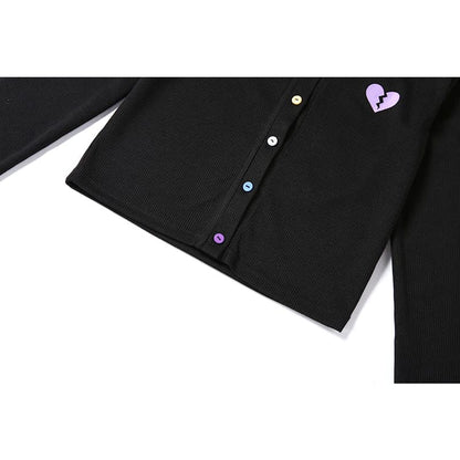 Broken Heart Button Down Tee MK0572 - KawaiiMoriStore