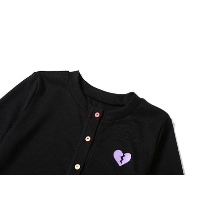 Broken Heart Button Down Tee MK0572 - KawaiiMoriStore