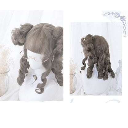 Brown Short Curly Bun "Daydream Girl" Lolita Wig MK15489 - KawaiiMoriStore