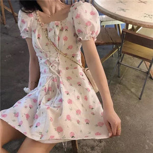 BubbleFruit Puff Sleeve Summer Mini Dress