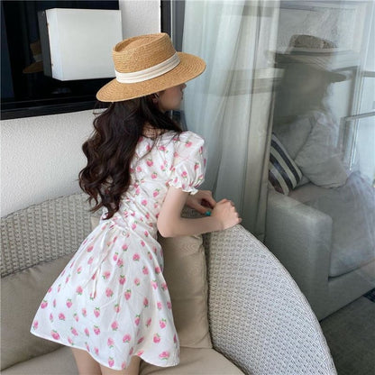 BubbleFruit Puff Sleeve Summer Mini Dress