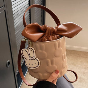 Bunny Bucket Crossbody Bag Mini Purse - Heartzcore - Brown