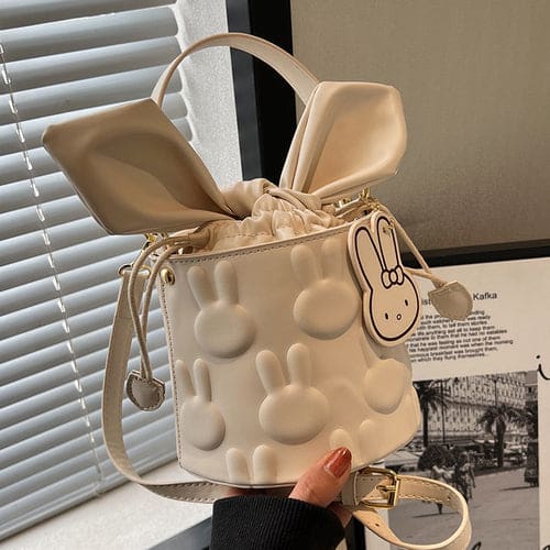 Bunny Bucket Crossbody Bag Mini Purse - Heartzcore - White