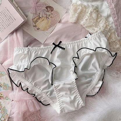 Bunny Ears Lace Ruffle Fuzzy Ball Panties MM0986 - KawaiiMoriStore