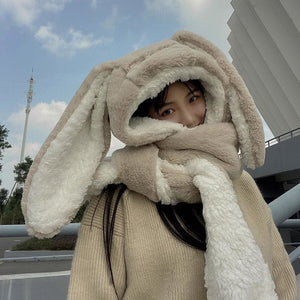 Bunny Long Ears Cute Girl Hat Scarf Gloves MK15616 - KawaiiMoriStore