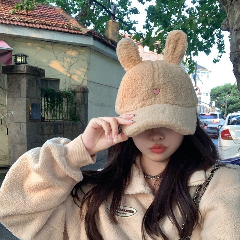 Bunny Rabbit Ear Fluffy Cap - cap